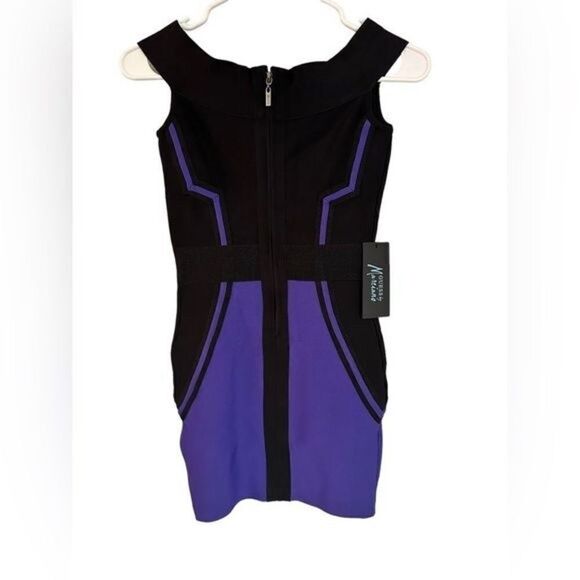 Guess by Marciano Bandage off shoulder Dress XS NWT black and purple mini - Picture 7 of 12